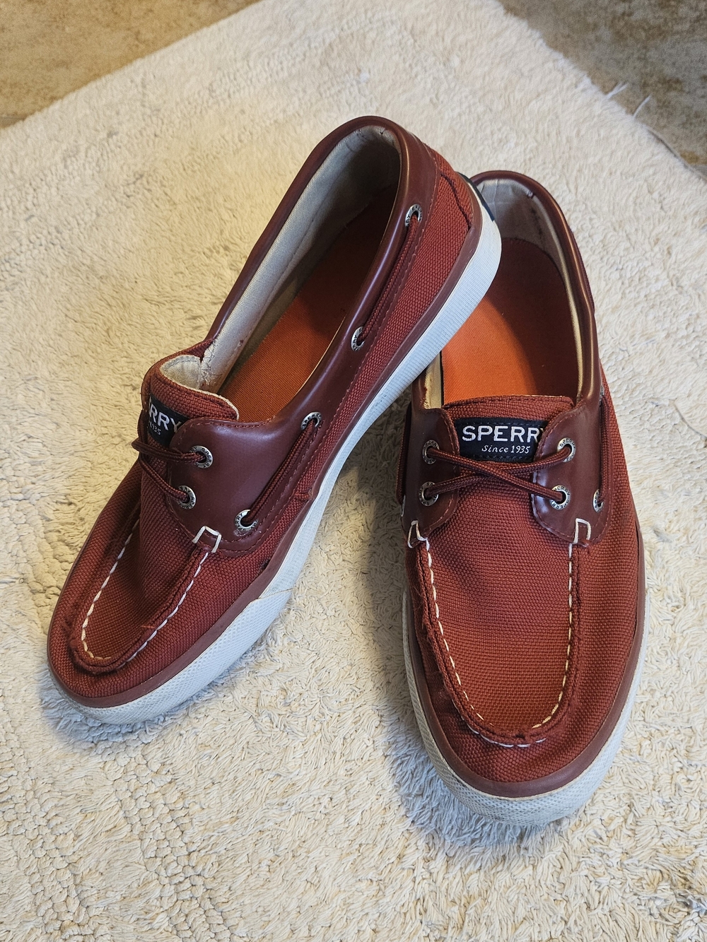 Sperry Men’s Burgundy Canvas & Leather Boat Shoes